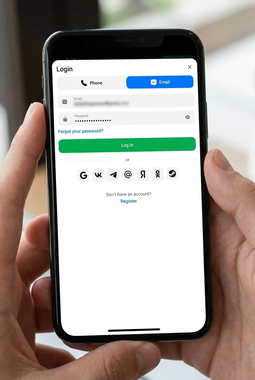 1win registration page showing Sign Up button to open account creation form with phone, email, or social login options