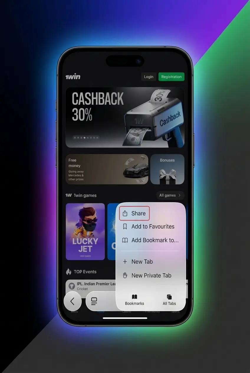 iOS App Store download steps for 1win app installation on iPhone via Face ID Touch ID or Apple ID confirmation