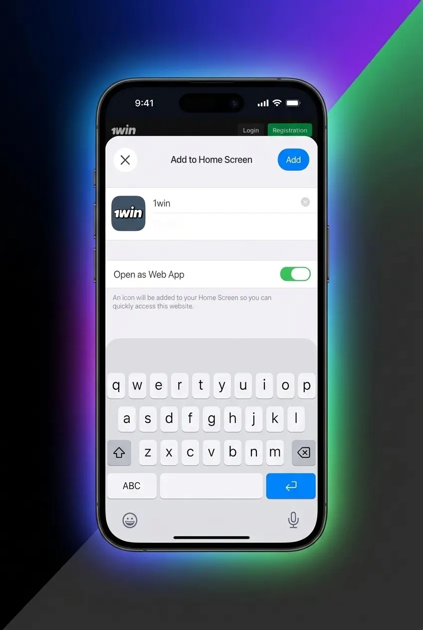 iOS App Store download steps for 1win app installation on iPhone home screen