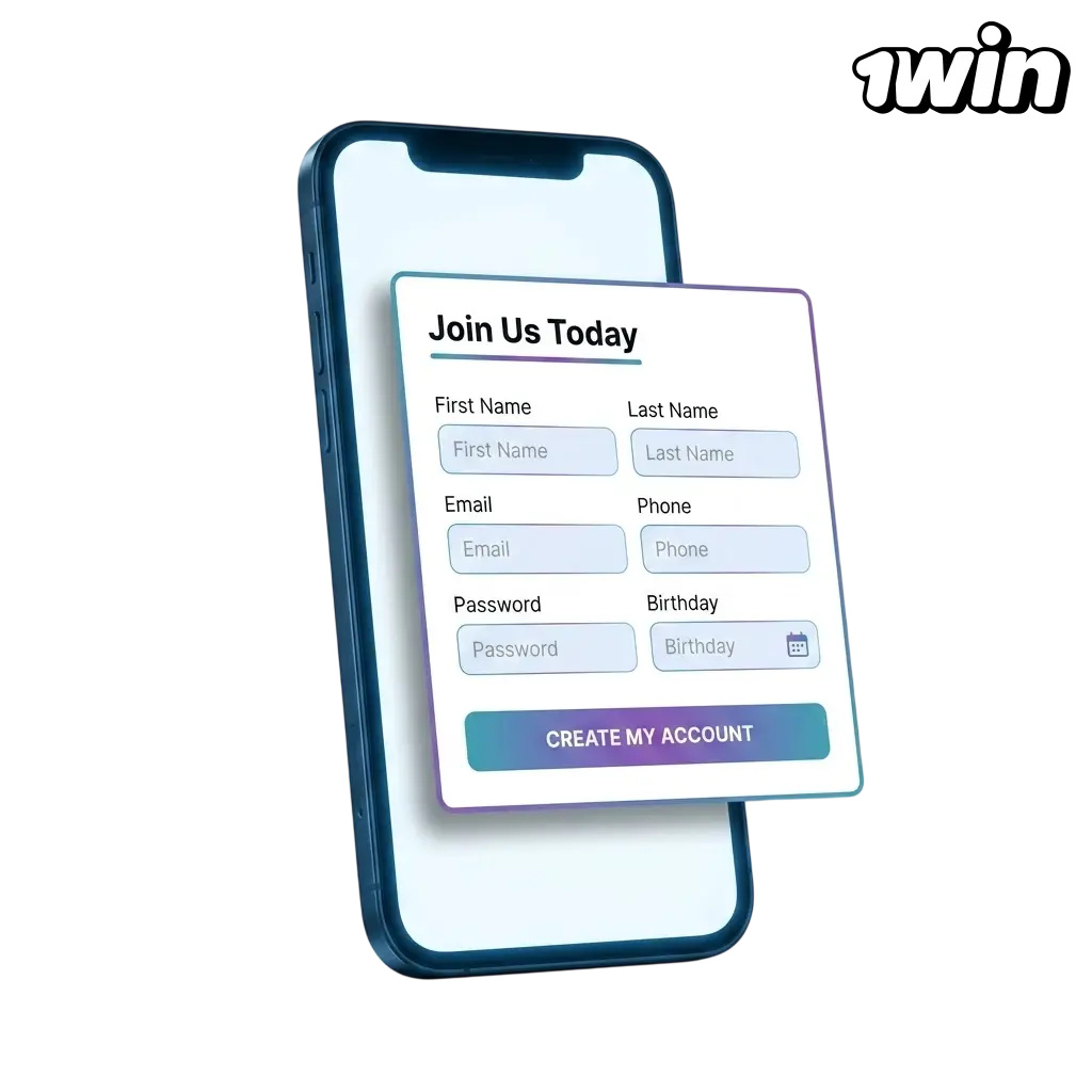 1win registration process in India showing sign-up options via phone, email, one-click, and social media for new users