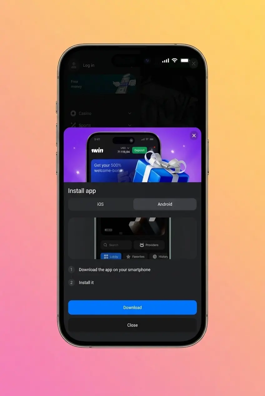User tapping App download button on webpage to download APK file to Android device storage