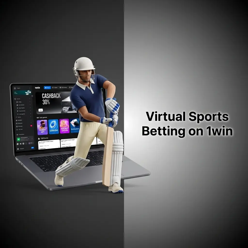 1win virtual sports betting interface showing virtual cricket football horse racing and basketball available 24/7 for Indian players